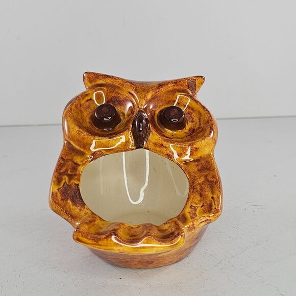 Vintage MCM Owl Ashtray Big Eyes Hand Painted Mid Century - Picture 6 of 9